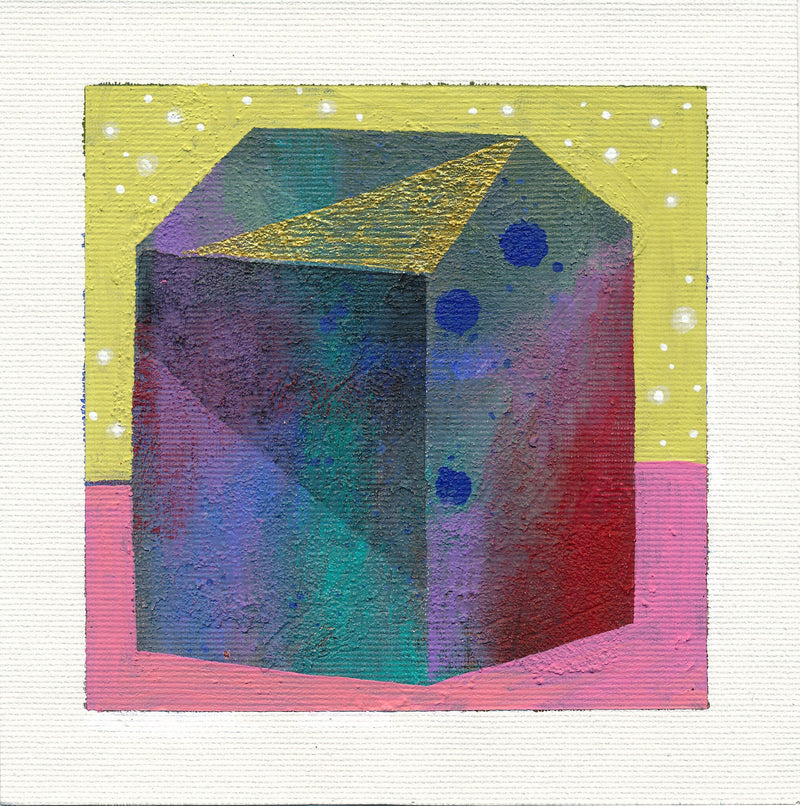 Small Abstract House Painting, Original Acrylic on Canvas (13x13 cm)