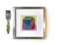 Small Abstract House Painting, Original Acrylic on Canvas (13x13 cm)