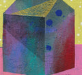 Small Abstract House Painting, Original Acrylic on Canvas (13x13 cm)