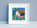 Small House Painting, Original Abstract Acrylic on Canvas (13x13 cm)