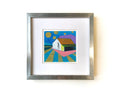 Small House Painting, Original Abstract Acrylic on Canvas (13x13 cm)