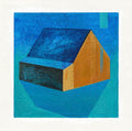 Small House Acrylic Painting on Canvas: Abstract Landscape Art (13x13cm)
