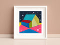 Small Abstract House Painting, Original Acrylic on Canvas (5.1”