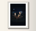 Kunstdruck Mädchen im Boot  Druck Illustration Kunst, Art Print