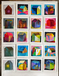 Small Abstract House Painting, Original Acrylic on Canvas (5.1" x 5.1")