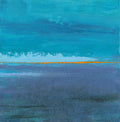 Small Blue Sea Abstract Painting, Modern Canvas Artwork (20x20cm)