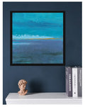 Small Blue Sea Abstract Painting, Modern Canvas Artwork (20x20cm)