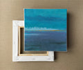 Small Blue Sea Abstract Painting, Modern Canvas Artwork (20x20cm)