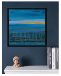 Small Blue Abstract Seascape Painting, Modern Acrylic Artwork (20x20cm)