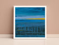 Small Blue Abstract Seascape Painting, Modern Acrylic Artwork (20x20cm)