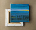 Small Blue Abstract Seascape Painting, Modern Acrylic Artwork (20x20cm)