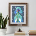 Iris Original Acryl Bild Handgemaltes Gemälde 30x40cm.Portrait Mädchen und Blumen