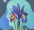 Iris Original Acryl Bild Handgemaltes Gemälde 30x40cm.Portrait Mädchen und Blumen