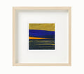 Gold Indigo Abstract Landscape Painting, Small Acrylic Art (5x5 inch)