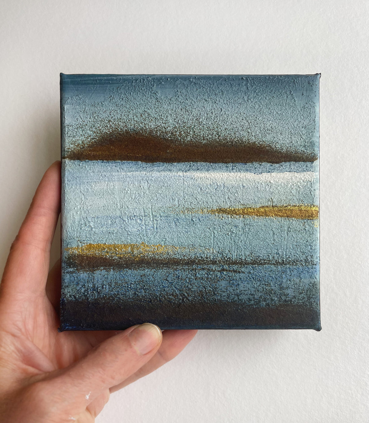 Small Abstract Canvas Painting, Earth Tones, Modern Wall Art (5x5 inch)