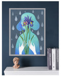 Iris Original Acryl Bild Handgemaltes Gemälde 30x40cm.Portrait Mädchen und Blumen