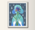 Iris Original Acryl Bild Handgemaltes Gemälde 30x40cm.Portrait Mädchen und Blumen