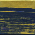 Original Abstract Seascape Painting, Blue and Gold Wall Art (20x20cm)
