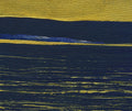 Original Abstract Seascape Painting, Blue and Gold Wall Art (20x20cm)