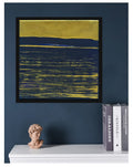 Original Abstract Seascape Painting, Blue and Gold Wall Art (20x20cm)