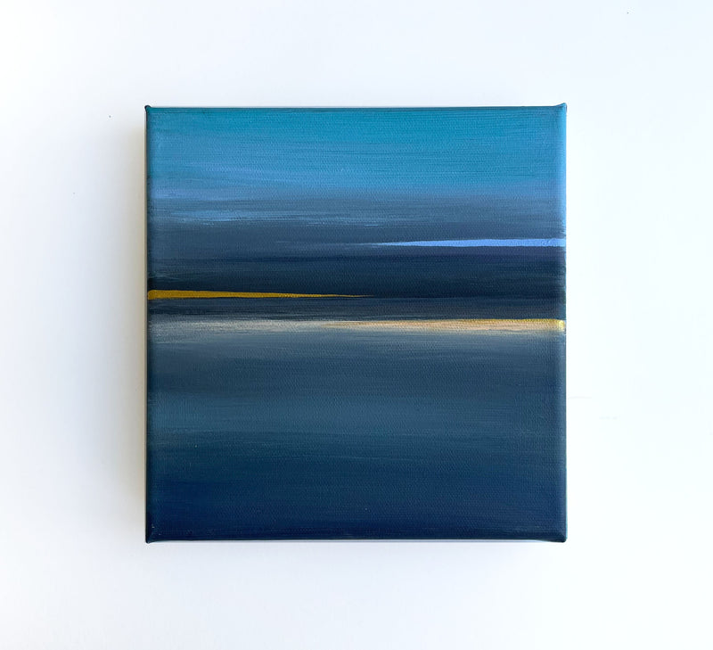 Small Abstract Seascape Painting, Modern Wall Art (20x20cm)