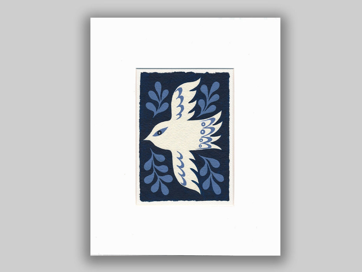 Minimalistische Malerei Vogel Original Malerei auf Aquarellpapier Kinderzimmer Wandkunst