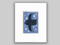 Minimalistische Malerei Vogel Sternenhimmel  Original Malerei auf Aquarellpapier Kinderzimmer Wandkunst
