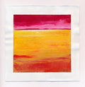 Red & Yellow Abstract Landscape Painting, Original Acrylic Art (5.1" Square)