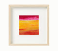 Red & Yellow Abstract Landscape Painting, Original Acrylic Art (5.1" Square)
