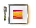 Red & Yellow Abstract Landscape Painting, Original Acrylic Art (5.1" Square)
