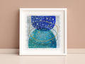 Original Abstract Acrylic Painting, Geometric Landscape Art (5x5 inch)