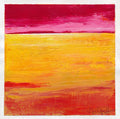 Red & Yellow Abstract Landscape Painting, Original Acrylic Art (5.1" Square)