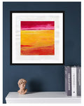 Red & Yellow Abstract Landscape Painting, Original Acrylic Art (5.1" Square)