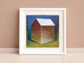 Small House Acrylic Painting, Abstract Landscape on Canvas (13x13cm)