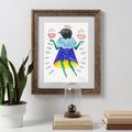 Aquarell, Original, Vogel, Blume, Original auf Aquarellpapier, Original Malerei