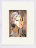 Porträt, Aquarell ,Acryl, Mischtechnik  Original auf Büttenpapier, Wandbild klein, beige, schlicht, simple, handgemalt Unikat