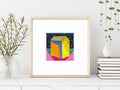 Small Abstract House Painting, Original Acrylic on Canvas (5.1" x 5.1")