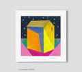Small Abstract House Painting, Original Acrylic on Canvas (5.1" x 5.1")