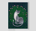 Katze im Rosen, Print  Kunst Druck, Wand Kunst, Illustration, Katzen Kunst, Home Decor, Cat Kunstwerk, Kunstdrucke