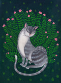Katze im Rosen, Print  Kunst Druck, Wand Kunst, Illustration, Katzen Kunst, Home Decor, Cat Kunstwerk, Kunstdrucke