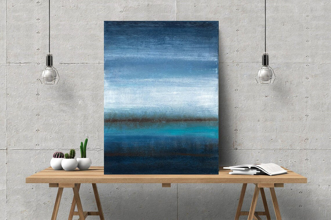 Original Landscape Abstract Painting, Acrylic on Canvas, Modern Minimalist Wall Art