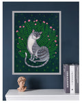 Katze im Rosen, Print  Kunst Druck, Wand Kunst, Illustration, Katzen Kunst, Home Decor, Cat Kunstwerk, Kunstdrucke