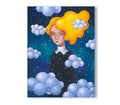 Portrait Frau Wolken Original Acryl Gemälde von Rita Wolff Original auf Papier