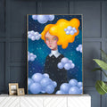 Portrait Frau Wolken Original Acryl Gemälde von Rita Wolff Original auf Papier