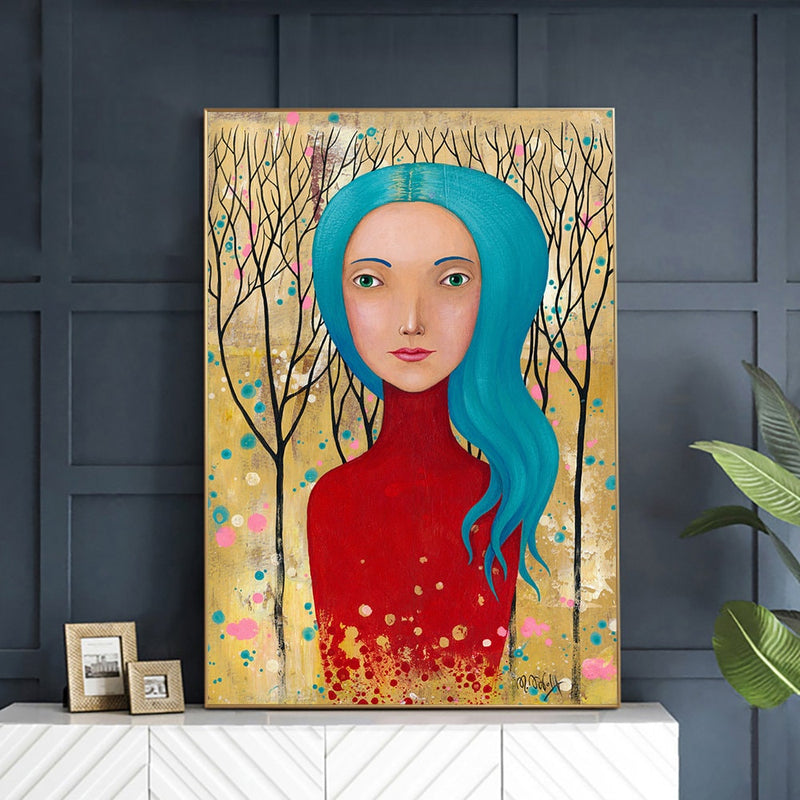 Mädchen Porträit Herbst Original Acryl Bild Handgemaltes Gemälde