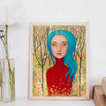 Mädchen Porträit Herbst Original Acryl Bild Handgemaltes Gemälde