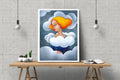 Portrait Frau Wolken Original Acryl Gemälde von Rita Wolff Original auf Papier