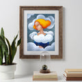 Portrait Frau Wolken Original Acryl Gemälde von Rita Wolff Original auf Papier