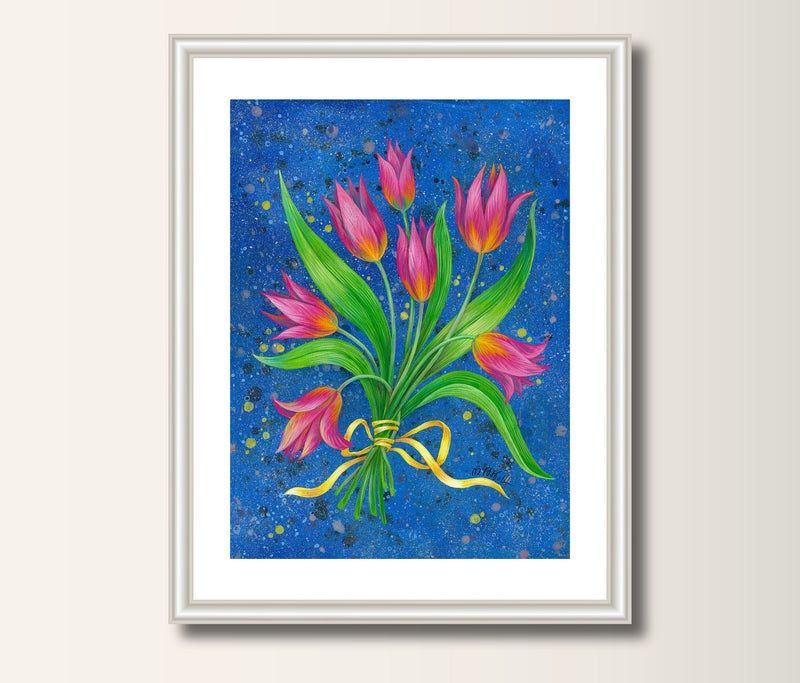 Tulpen Original Acrylbild auf Papier 30 x 40cm