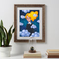 Portrait Frau Wolken Original Acryl Gemälde von Rita Wolff Original auf Papier